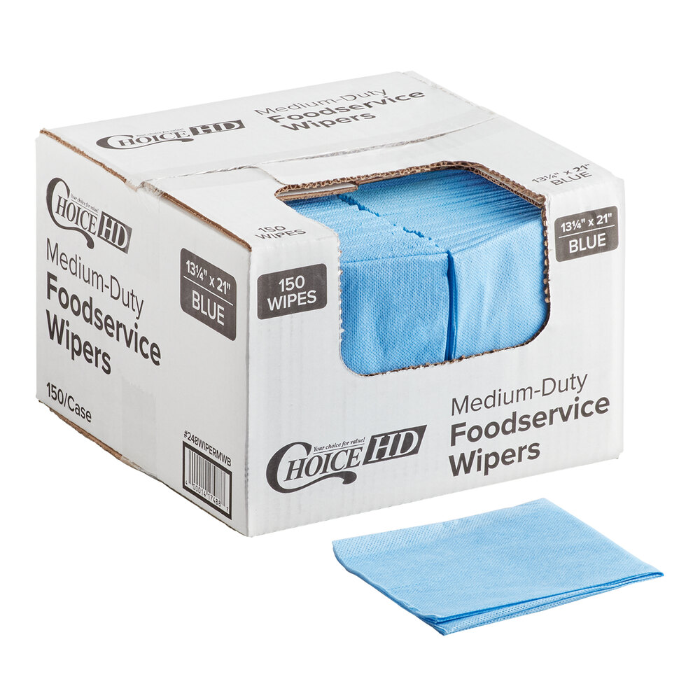Choice 13 1/2" x 21" Blue Medium-Duty Foodservice Wiper - 150/Case