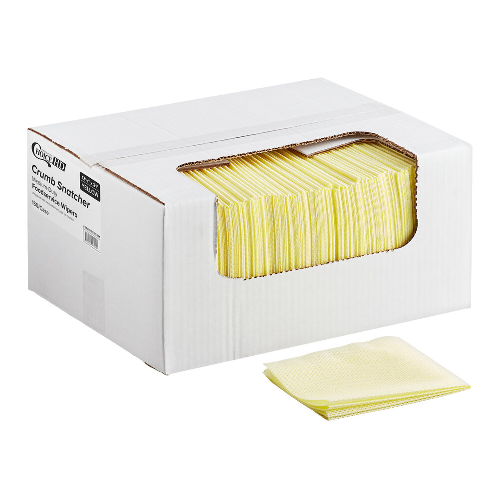 Choice 13 1/2" x 21" Crumb Snatcher Yellow Medium-Duty Foodservice Wiper - 150/Case