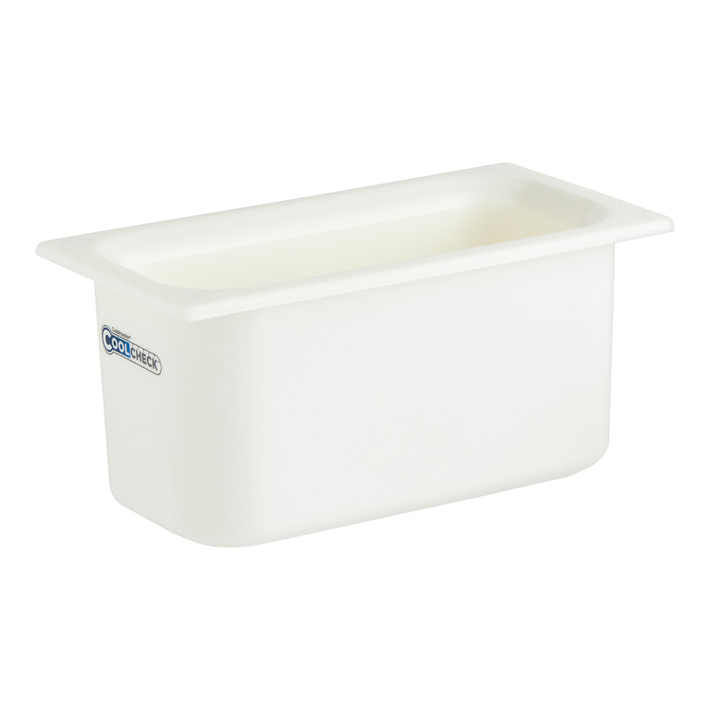 Carlisle CM1102C1402 Coldmaster CoolCheck 1/3 Size White Cold ABS Plastic Food Pan - 6" Deep