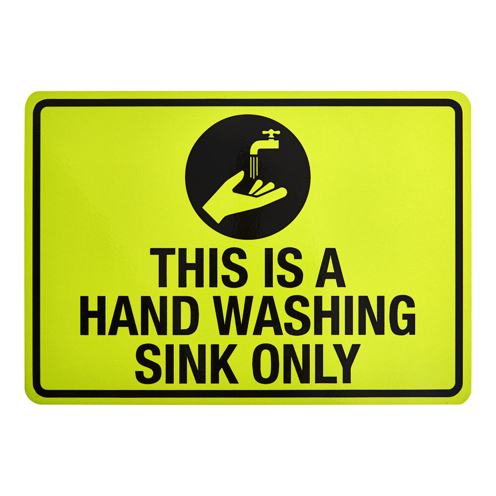 Lavex 10" x 7" Yellow / Black Reflective Engineer-Grade Aluminum / Vinyl "This Is A Hand Washing Sink Only" Safety Decal
