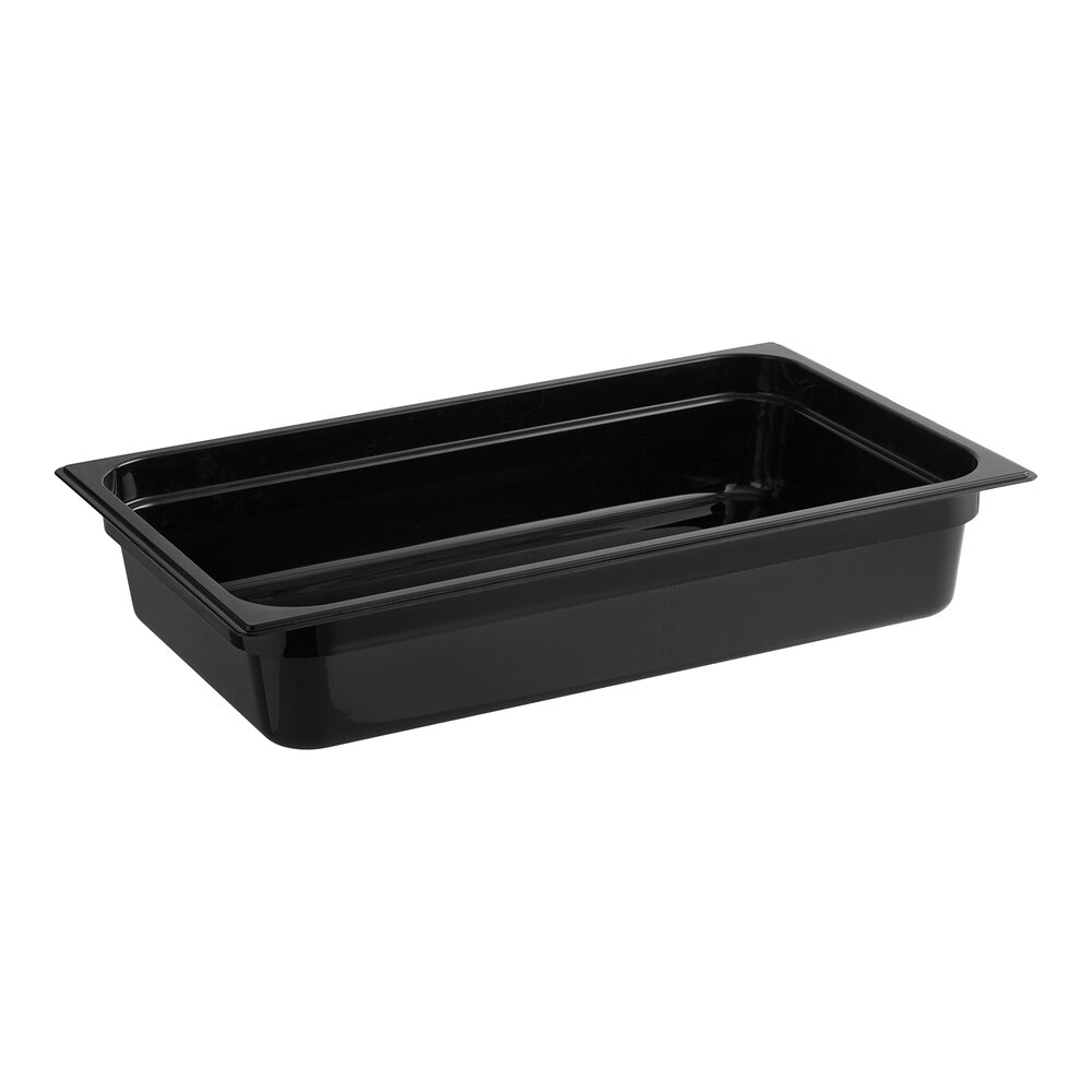 Carlisle 10401B03 StorPlus Full Size Black High Heat Plastic Food Pan - 4" Deep