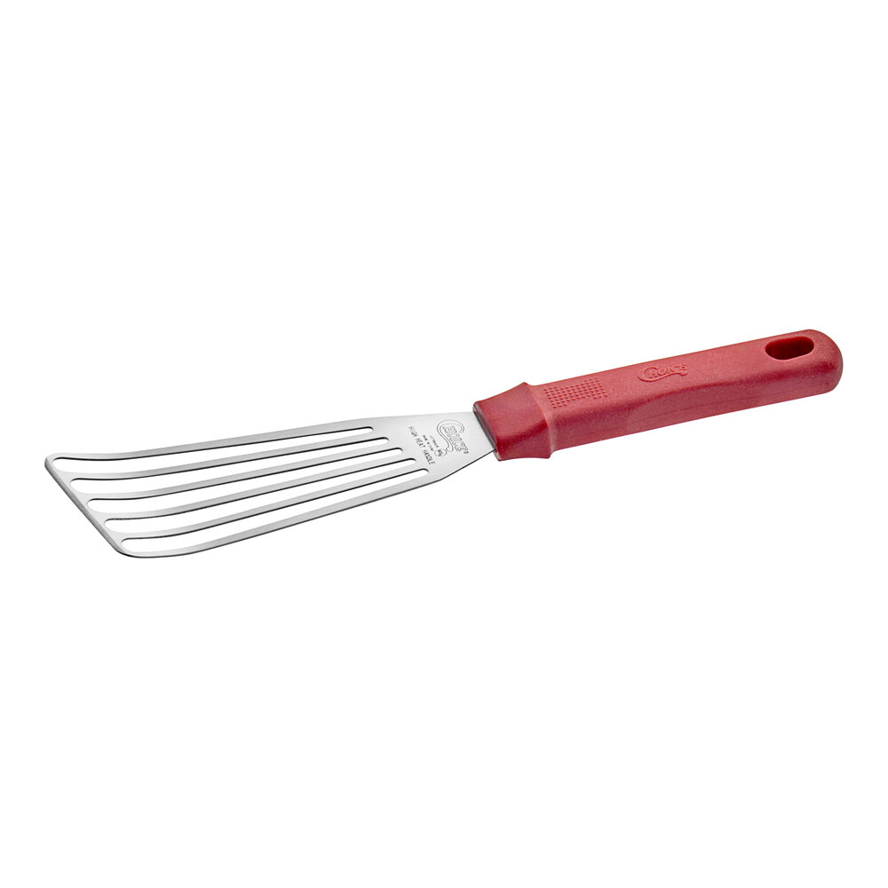 Choice 6" x 3" High Heat Fish / Egg Turner with Red Nylon Handle