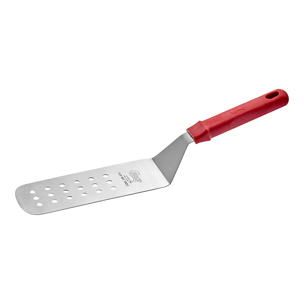 Choice 8" x 3" High Heat Perforated Turner with Red Nylon Handle