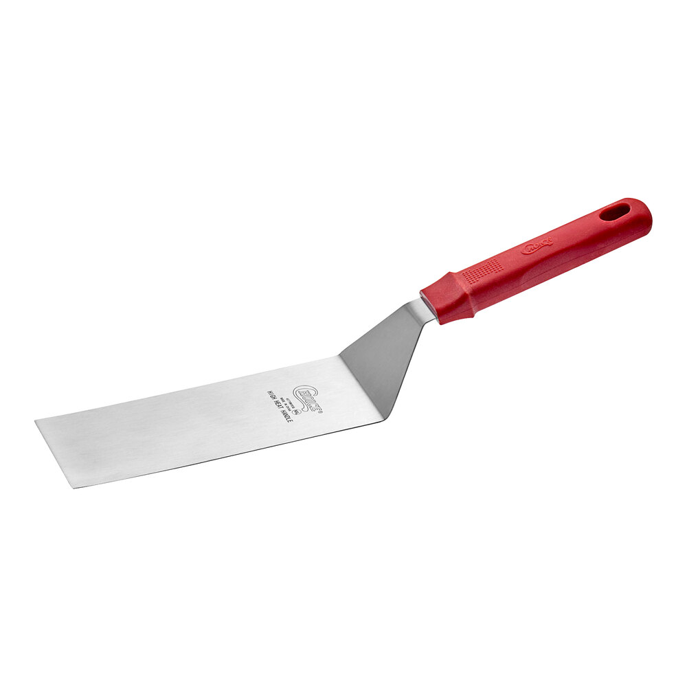 Choice 8" x 3" High Heat Square Edge Turner with Red Nylon Handle