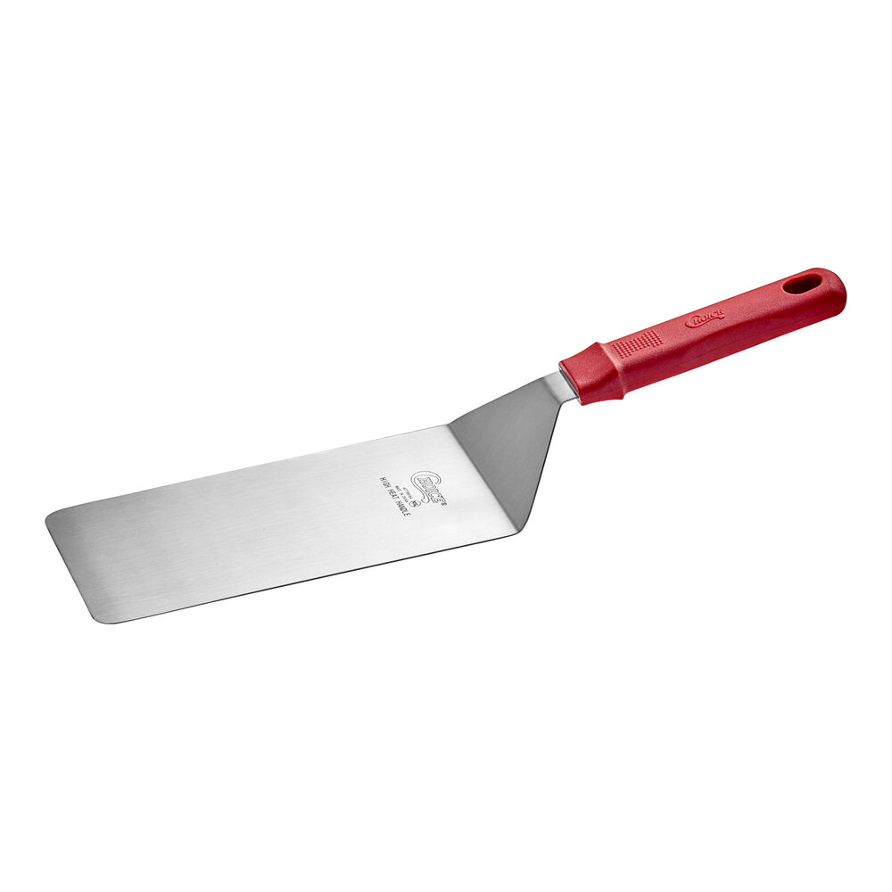 Choice 8" x 4" High Heat Square Edge Turner with Red Nylon Handle