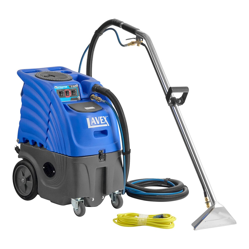 Lavex Single 3-Stage Heated Carpet Extractor with 15' Hoses and 12" Stainless Steel Wand - 6 Gallon, 100 PSI