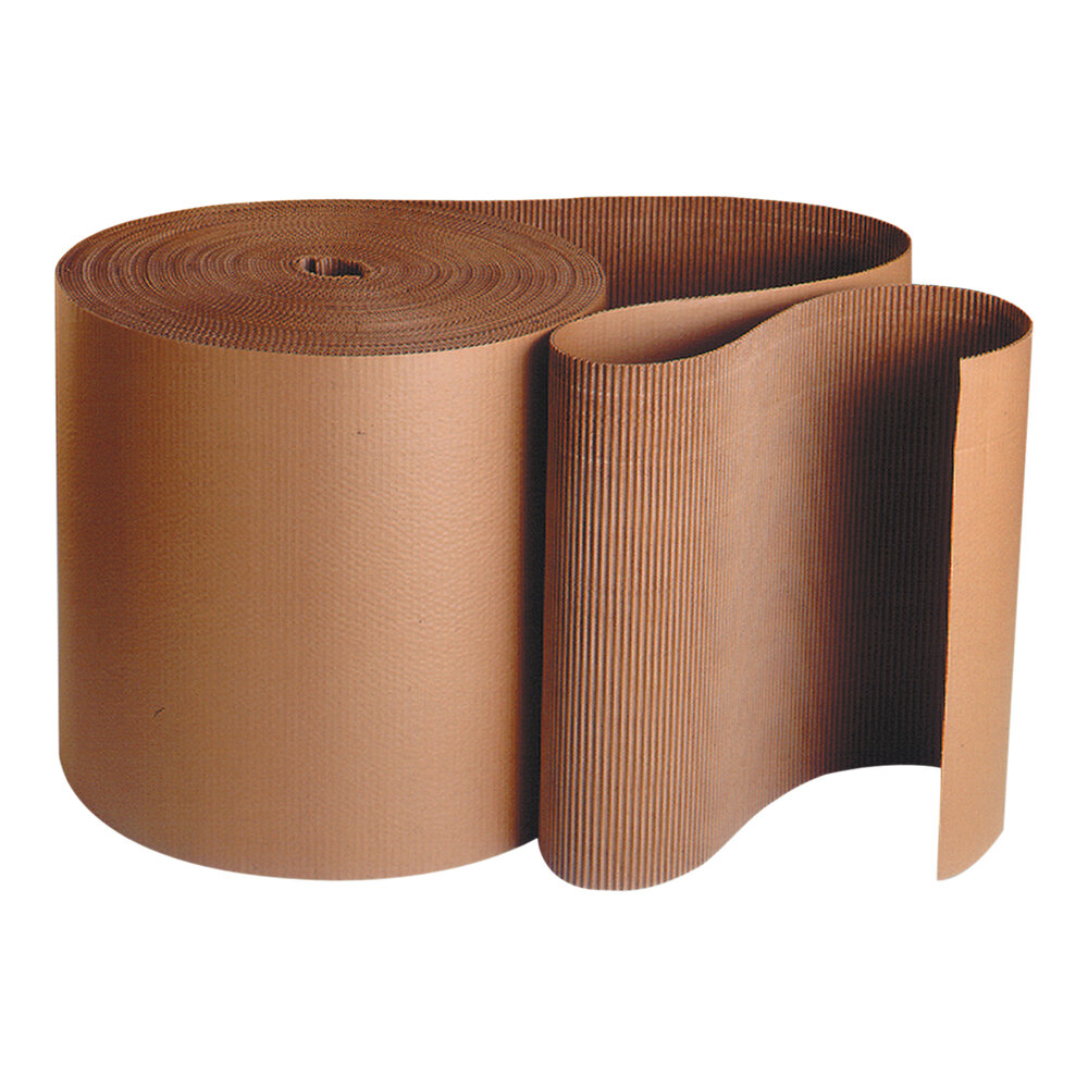 Lavex 72" x 250' B Flute Natural Kraft Single Face Corrugated Packing Roll