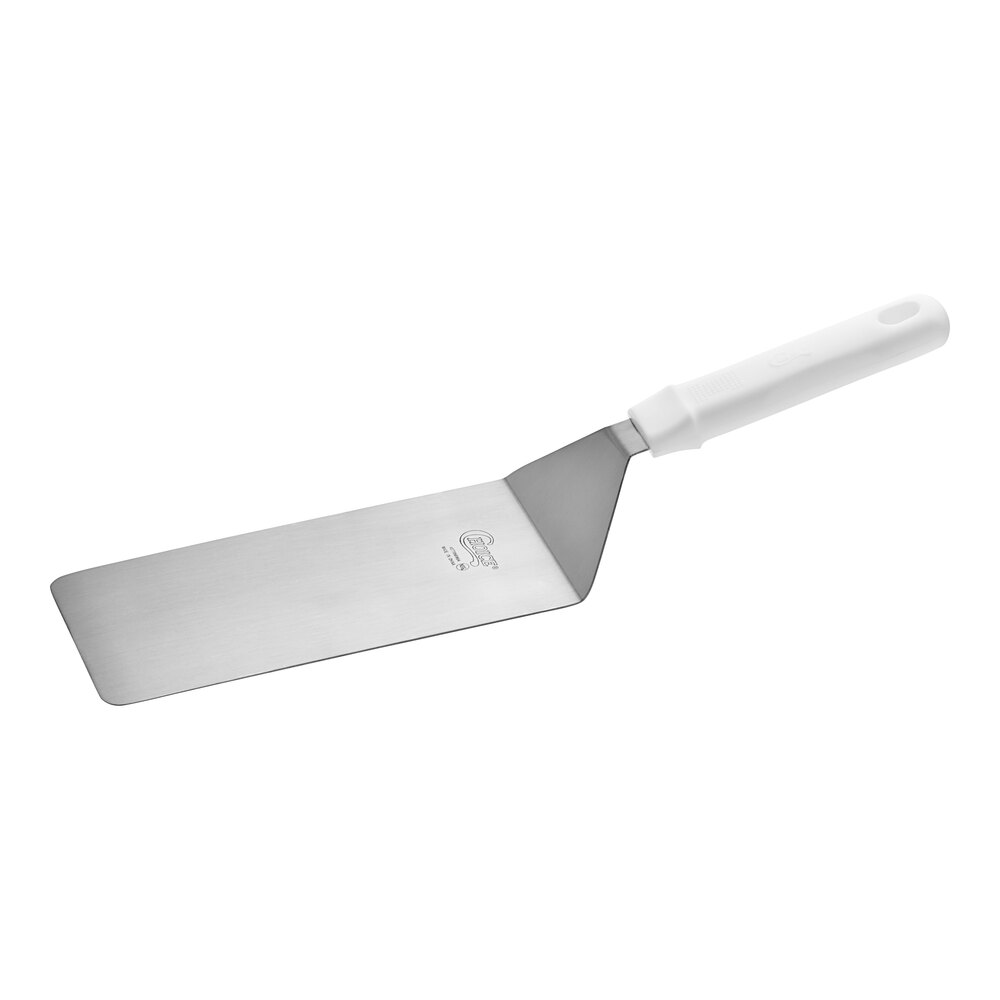 Choice 8" x 4" Square Edge Turner with White Polypropylene Handle