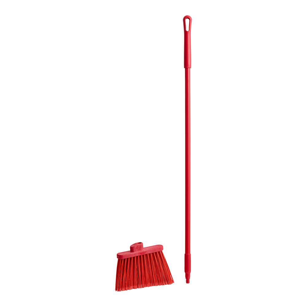 Carlisle 41082EC05 Sparta Duo-Sweep 12" Angled Broom with Red Flagged Bristles and 48" Handle
