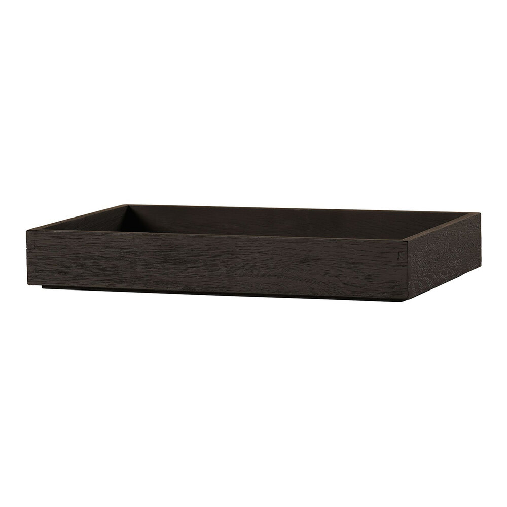 Cal-Mil Brooklyn 12" x 20" x 3" Black Full-Size Medium Wood Tray 23106-12203-13