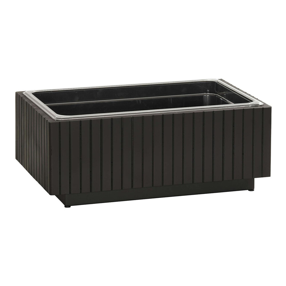 Cal-Mil Brooklyn 12" x 20" Black Wood Ice Housing with Clear Pan 23784-12-13