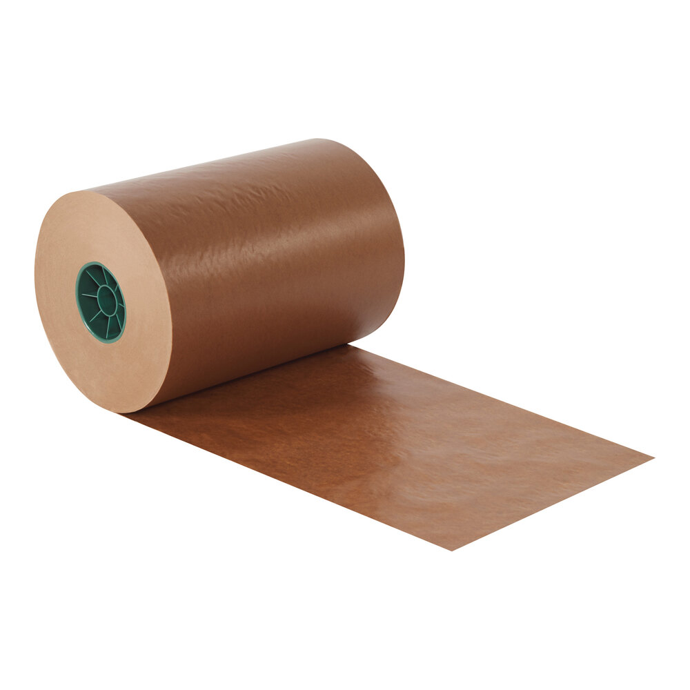 Lavex 12" x 1,500' 30 lb. Waxed Kraft Packing Paper Roll