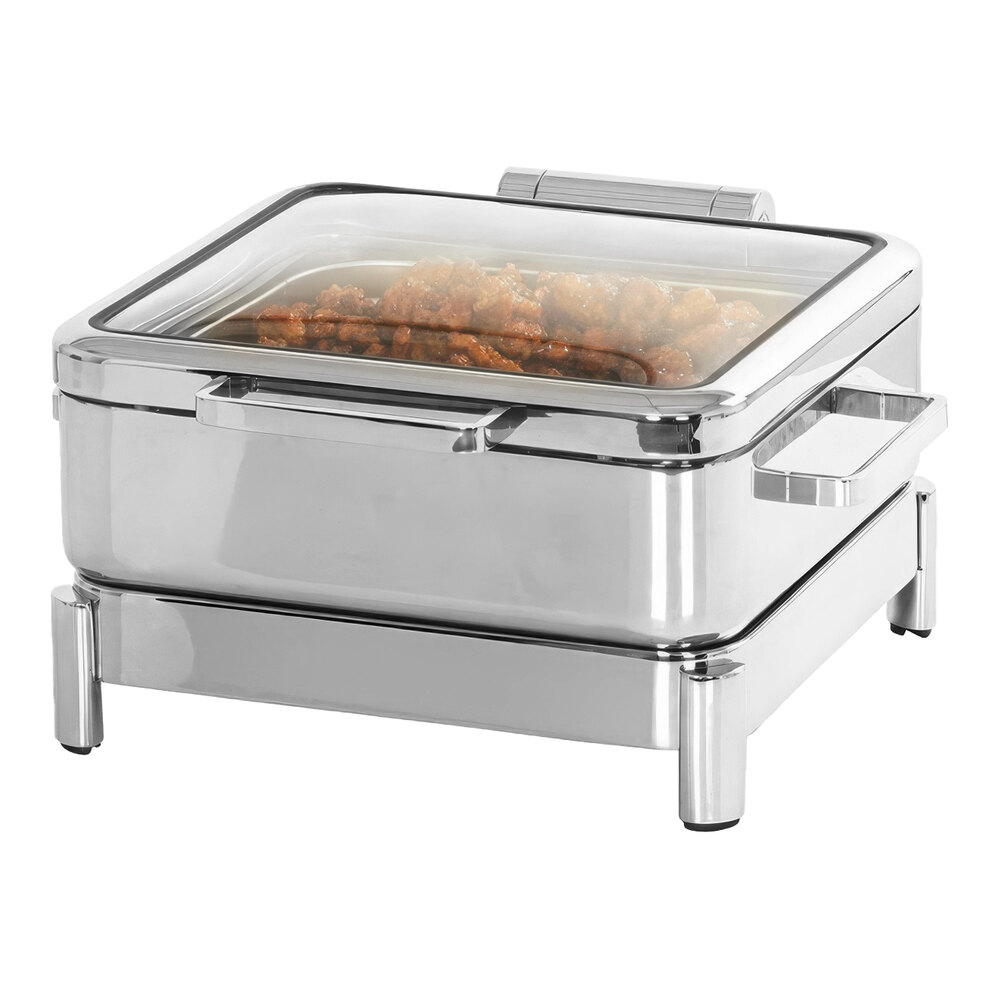 Cal-Mil 6 Qt. Full Size Chafer with Induction Unit, Soft-Close Lid, and Chrome Stand 23719-49