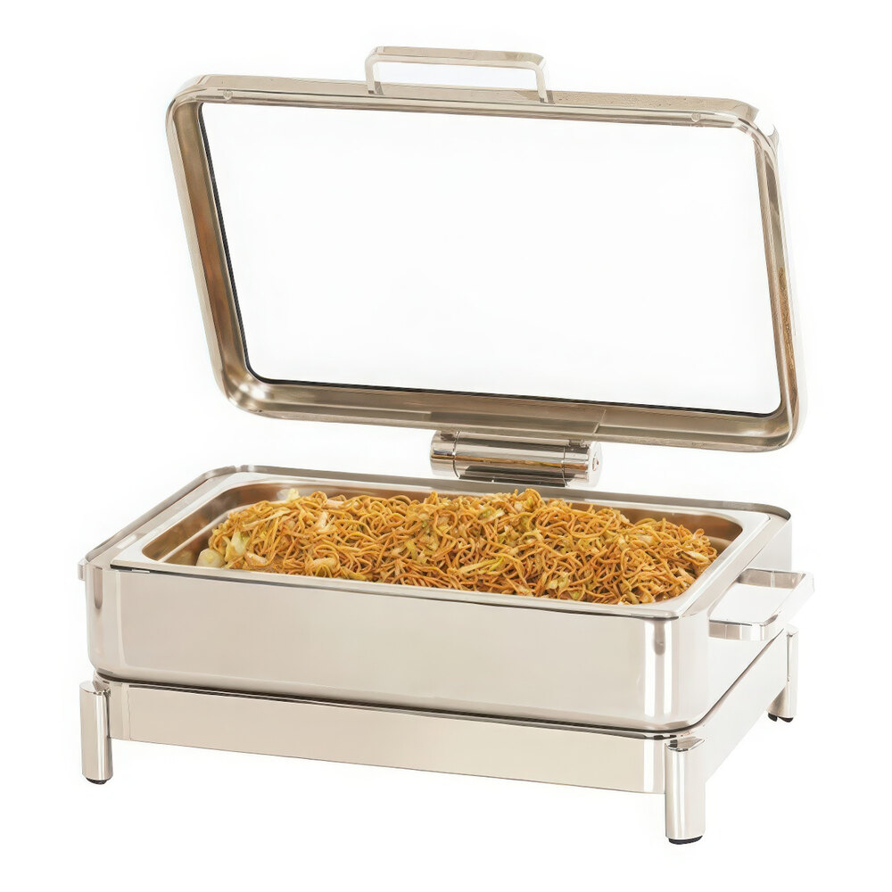 Cal-Mil 8 Qt. Full Size Chafer with Induction Unit, Soft-Close Lid, and Chrome Stand 23718-49
