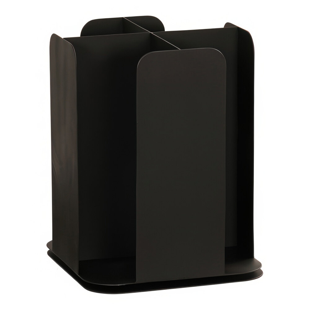 Cal-Mil Onyx Black Powder-Coated Metal 4-Section Revolving Countertop Soup Cup / Lid Organizer 23845-13