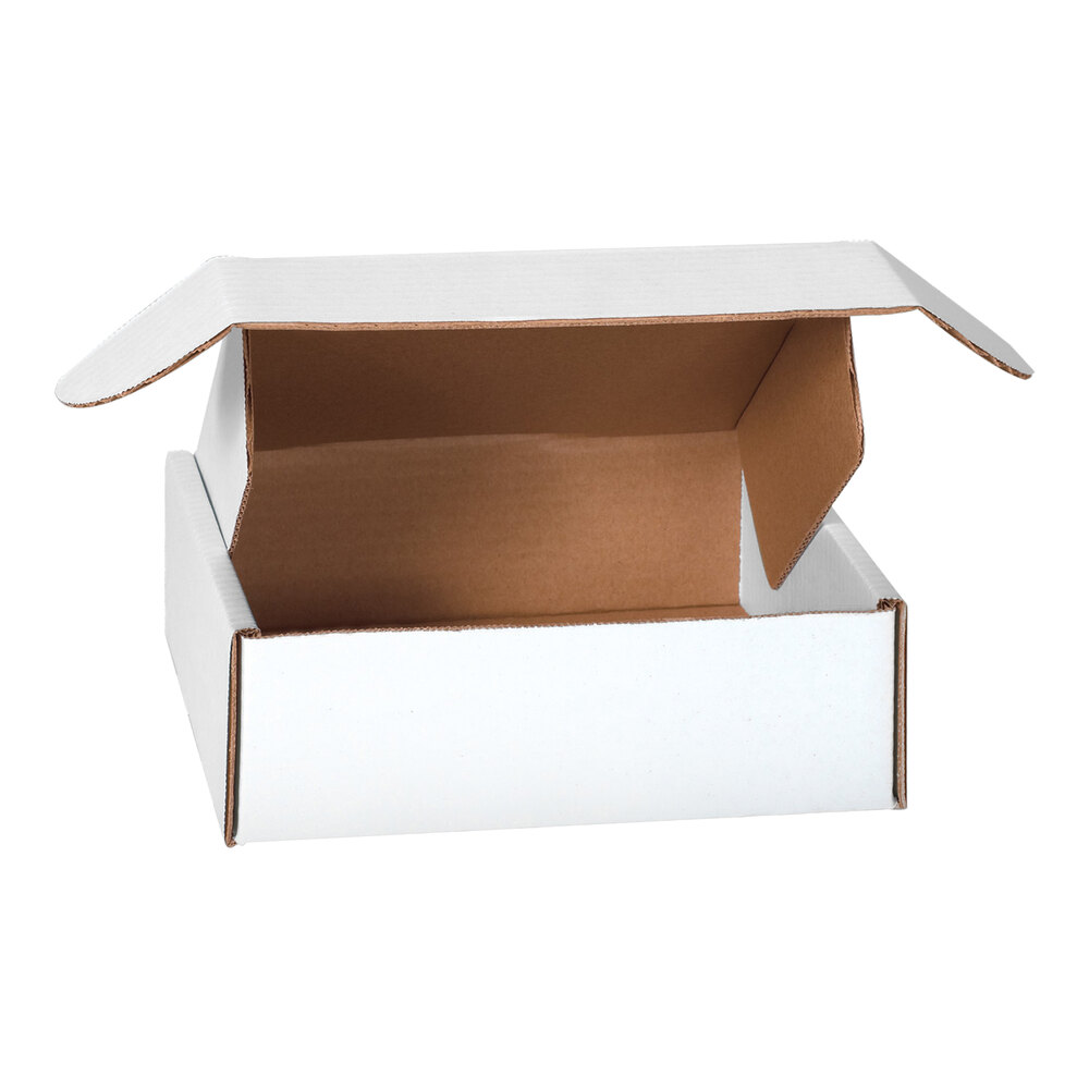 Lavex 8" x 8" x 2 3/4" White Deluxe Corrugated Mailer with Front Locking Tabs - 50/Case