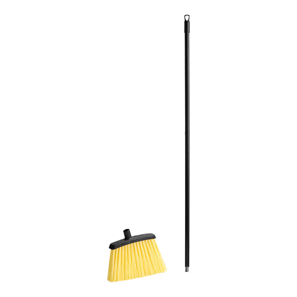 Carlisle 4688500 Duo-Sweep 12" Heavy Duty Angled Broom with Unflagged Bristles and 48" Handle