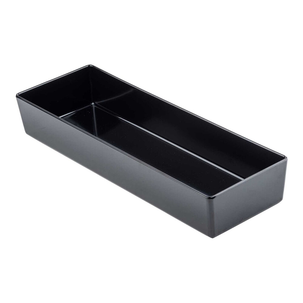 Tablecraft Simple Solutions Half Size Long 3" Deep 5 qt. Black Melamine Straight Sided Bowl 12545 - 8/Case
