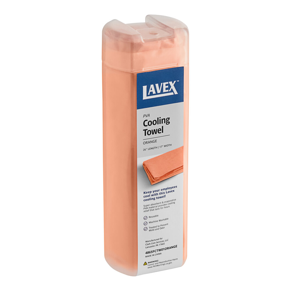 Lavex Super-Absorbent Antimicrobial PVA Orange Cooling Towel