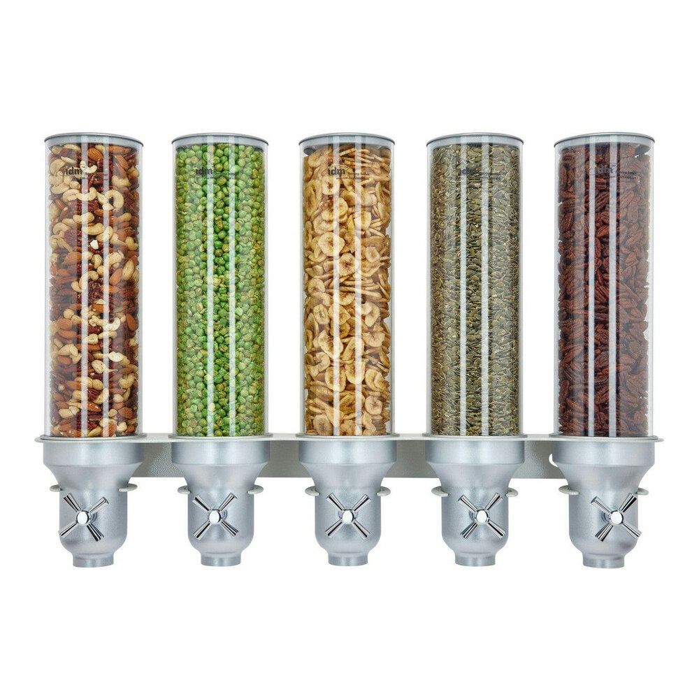 Cal-Mil 3520-5-39 Turn N Serve Platinum Wall Mount 5 Liter, 5 Canister Cereal Dispenser