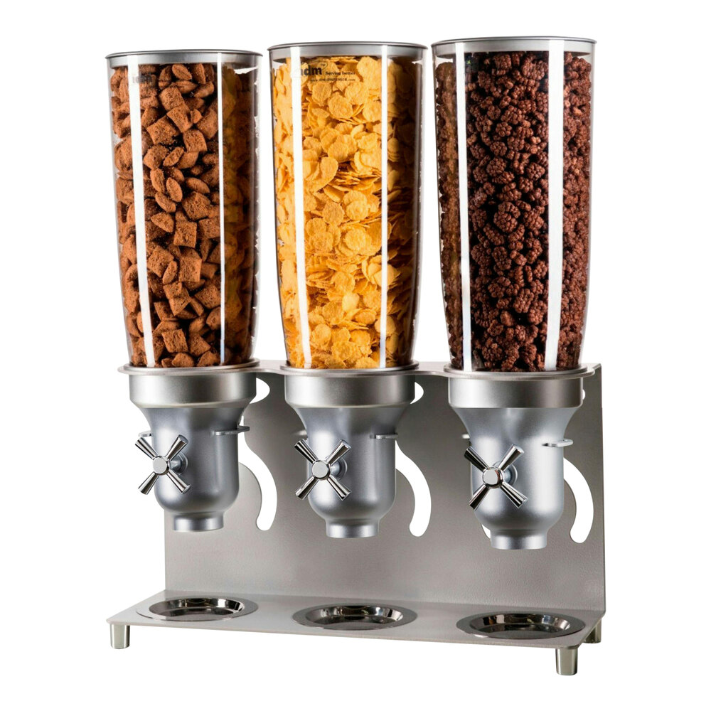 Cal-Mil 3517-3-39 Turn N Serve Platinum 5 Liter Triple Canister Cereal Dispenser