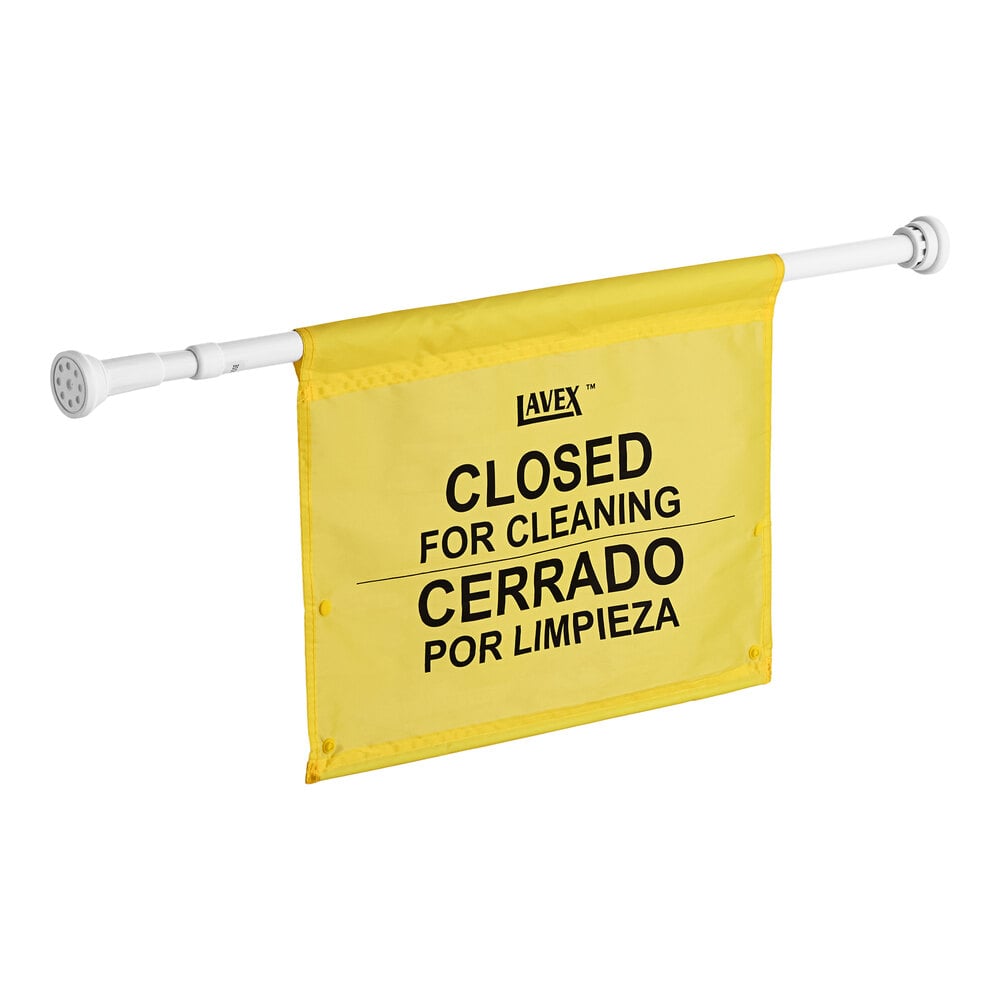 Lavex Yellow Extendable "Closed for Cleaning" Hanging Doorway Safety Sign