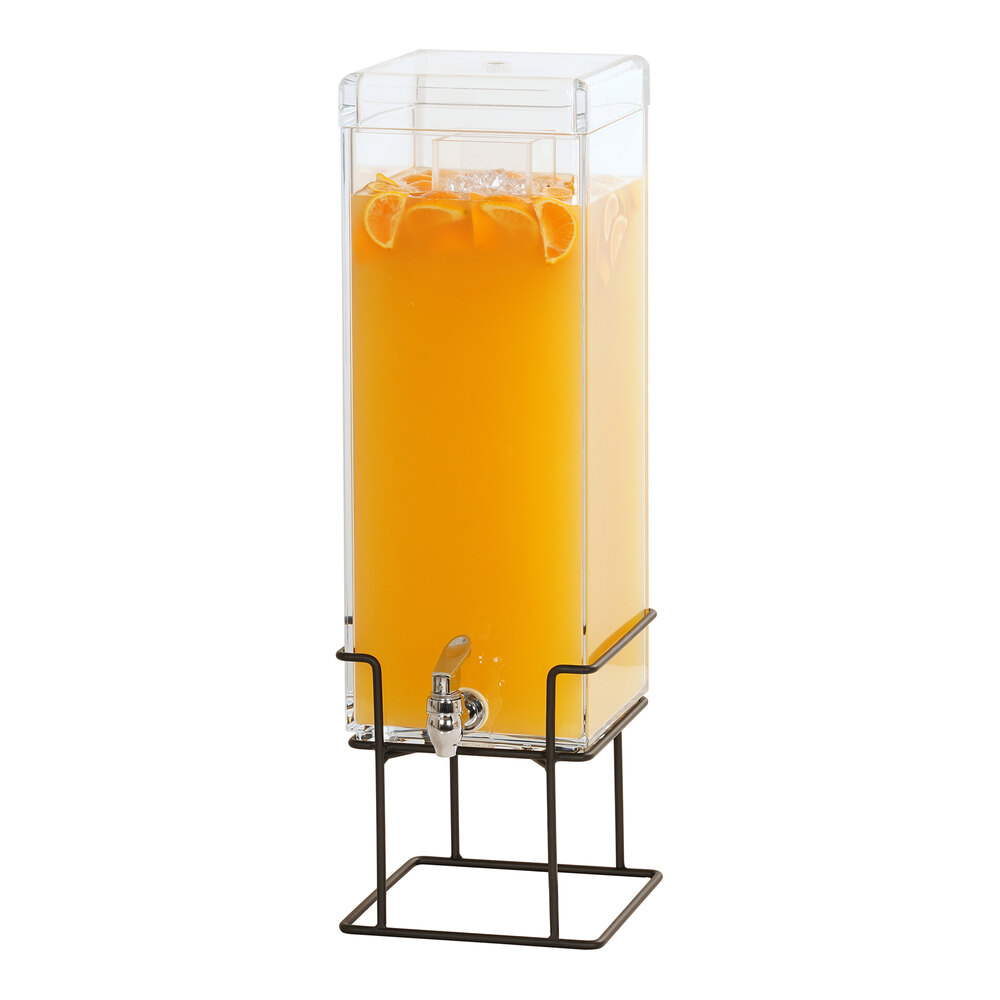 Cal-Mil Milo 3 Gallon Square Beverage Dispenser with Ice Chamber and Black Wire Base 22002-3-13