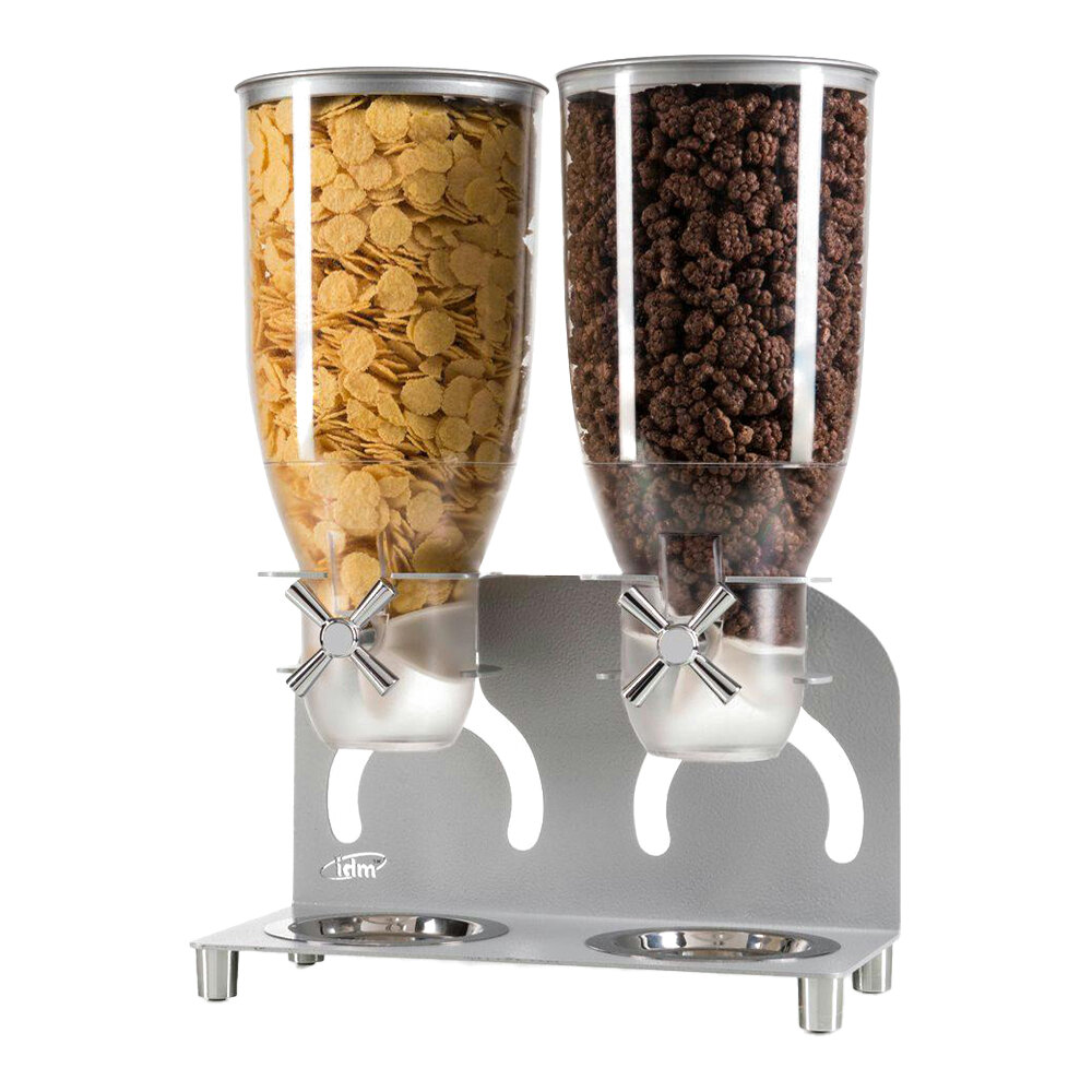 Cal-Mil 3510-2-39 Turn N Serve Platinum 3.5 Liter Double Canister Cereal Dispenser