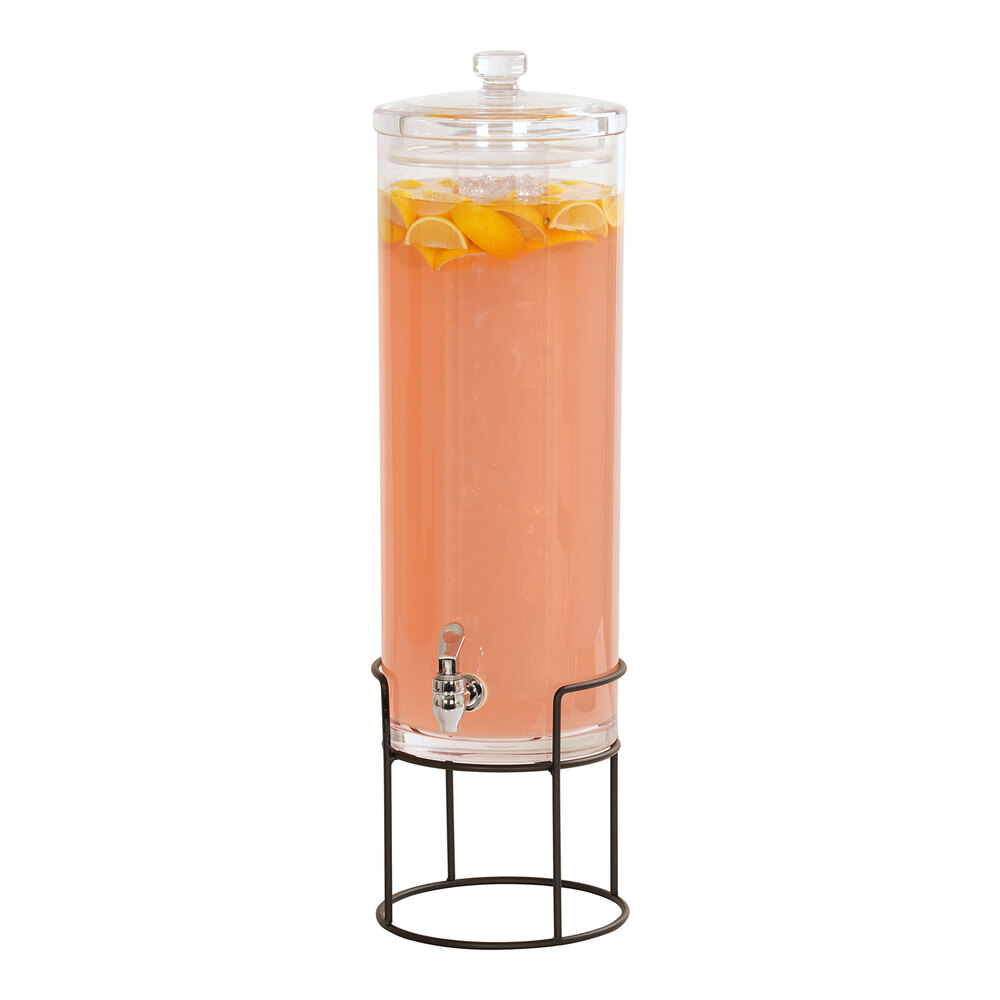 Cal-Mil Milo 3 Gallon Round Beverage Dispenser with Ice Chamber and Black Wire Base 22005-3-13