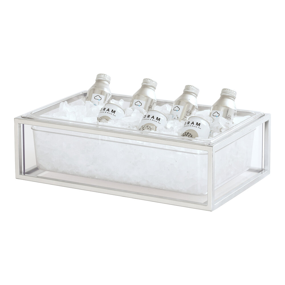 Cal-Mil Milo 20" x 12" x 7" Chrome Ice Housing with Polycarbonate Pan and Liner 23805-12-49