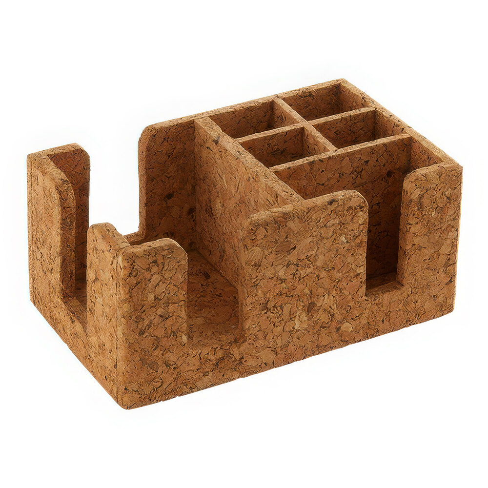 American Metalcraft 10 1/4" x 5 7/8" x 4 1/4" 6-Compartment Cork Coffee / Bar Caddy BARCK7 - 4/Case