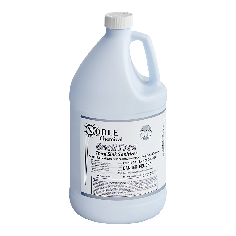 Noble 1 Gallon / 128 oz. Bacti-Free Concentrated Third Sink Sanitizer