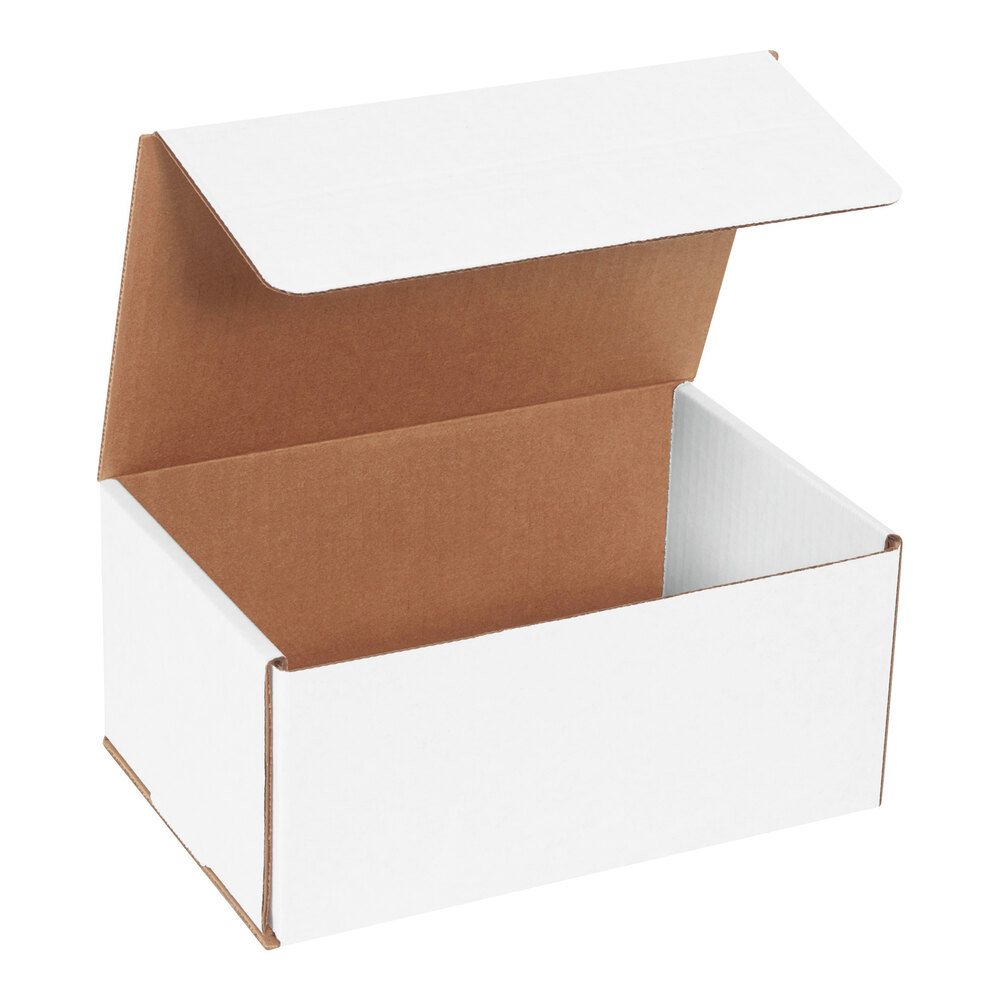 Lavex 9" x 6" x 4" White Tuck Top Corrugated Mailer - 50/Case