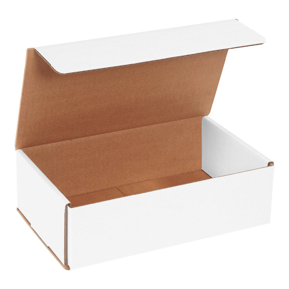 Lavex 10" x 6" x 3" White Tuck Top Corrugated Mailer - 50/Case