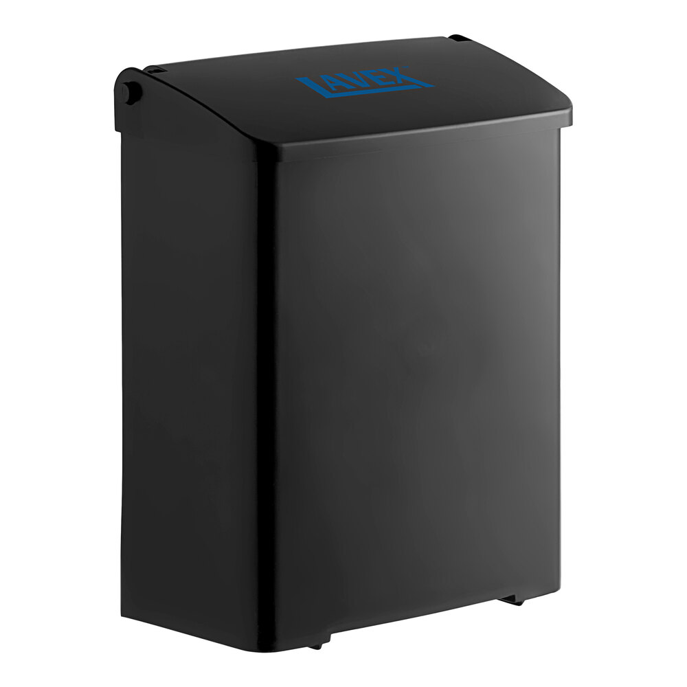 Lavex Black Plastic Wall-Mount Sanitary Napkin Receptacle