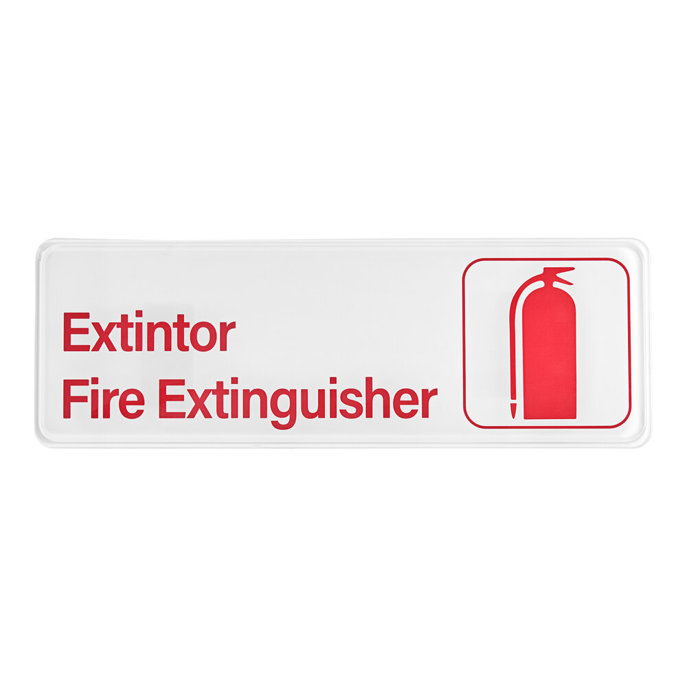 Lavex 9" x 3" Red and White Extintor / Fire Extinguisher Sign
