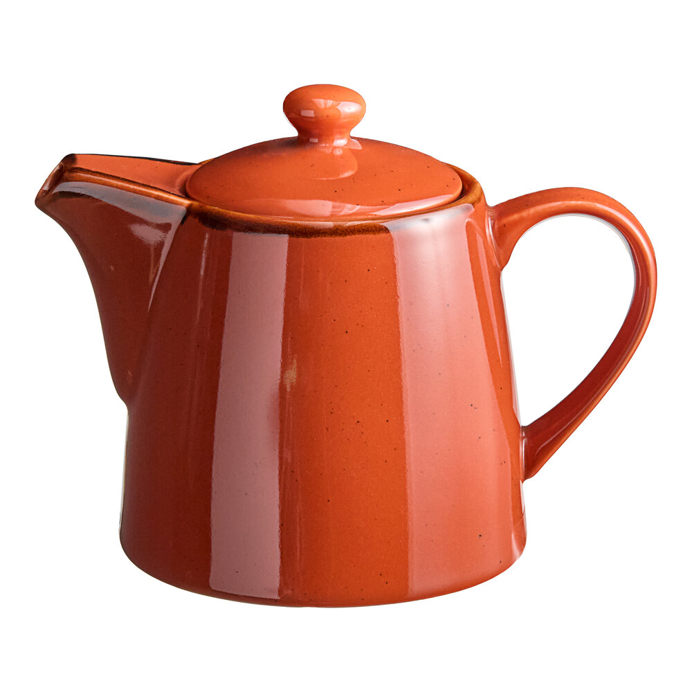 Acopa Keystone 32 oz. Sedona Orange Porcelain Teapot