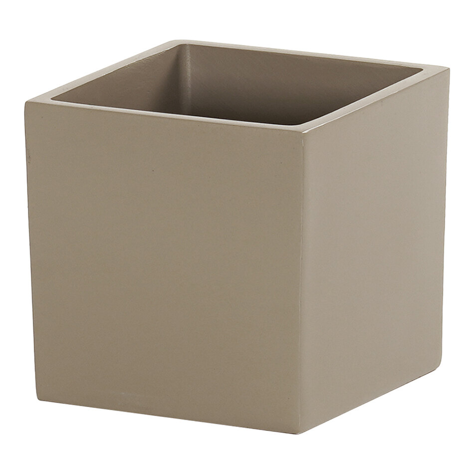 Cal-Mil 22 oz. Taupe Square Resin Crock / Condiment Jar