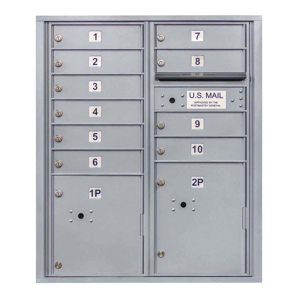 United Visual Products 10-Door Standard Mailbox with 2 Parcel Doors
