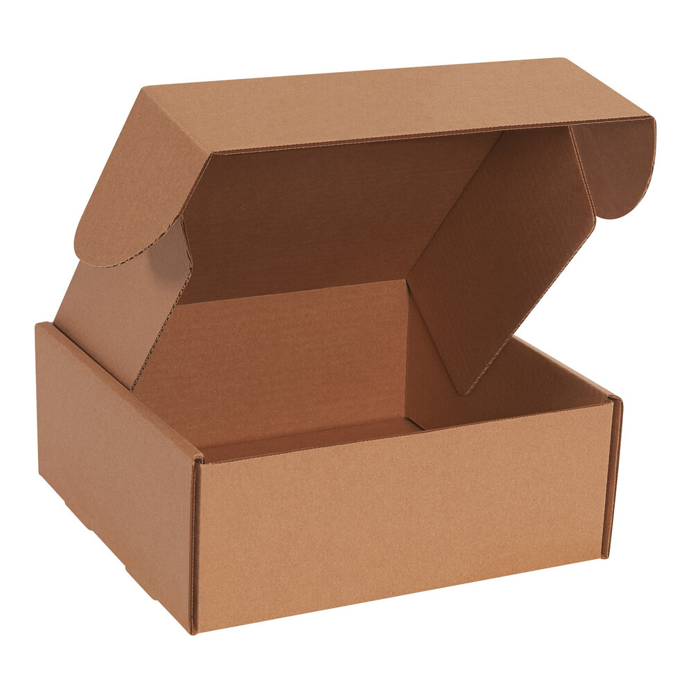 Lavex 10" x 10" x 4" Kraft Deluxe Corrugated Mailer with Front Locking Tabs - 50/Case