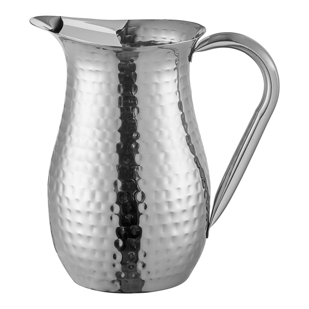 American Metalcraft BWPH84 Hammered Finish Stainless Steel 84 oz. Bell Pitcher with Ice Guard