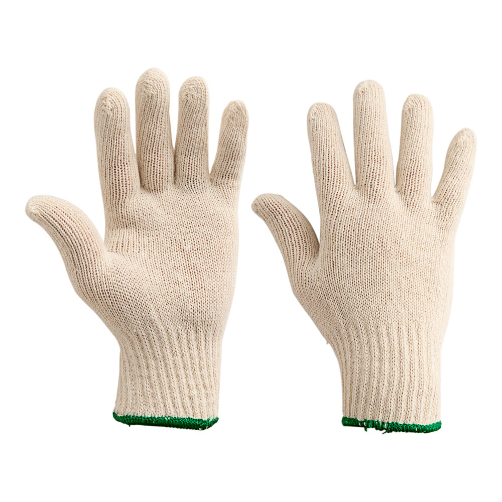 Lavex Standard Weight Natural Cotton / Polyester Work Gloves - Large - 12/Pack