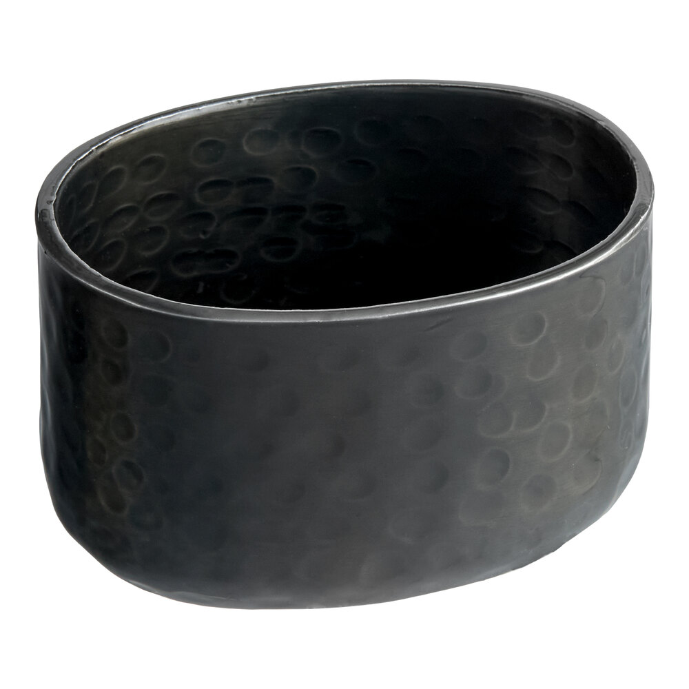 American Metalcraft ASPB 6 oz. Black Oval Hammered Aluminum Sugar Packet / Cube Holder