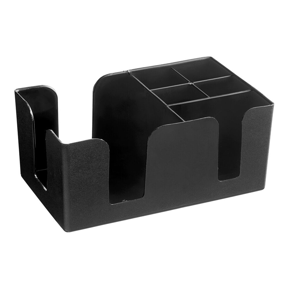 Choice Black Plastic Bar Caddy Organizer - 9 3/8" x 5 5/8" x 4 3/16"