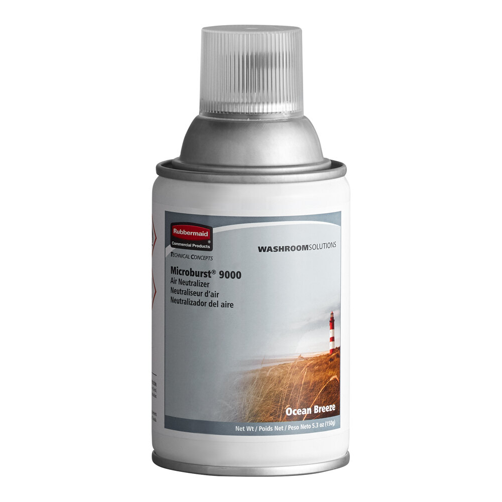 Rubbermaid® FG4012471 Microburst 9000 Ocean Breeze Metered Aerosol Air Freshener System Refill