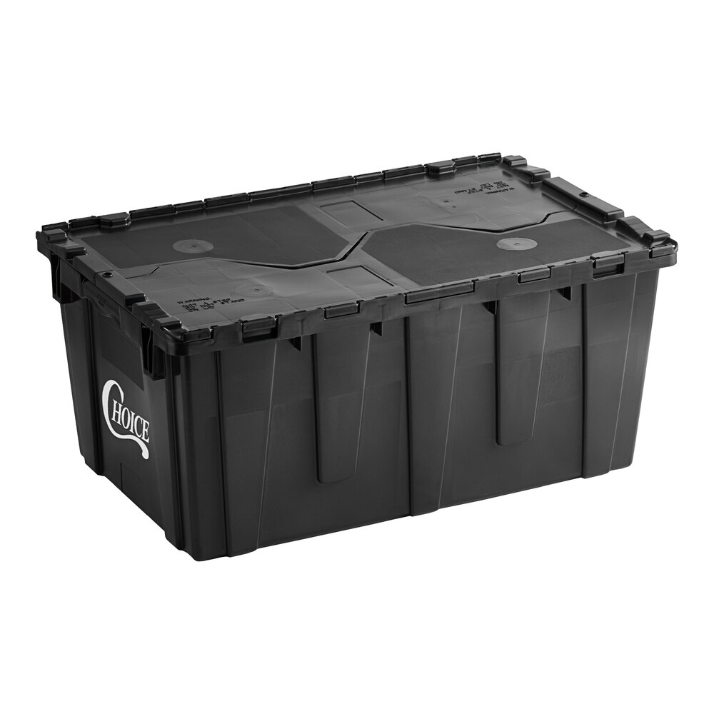Choice 26 7/8" x 16 7/8" x 12 1/8" Black Stackable Chafer Tote / Storage Box