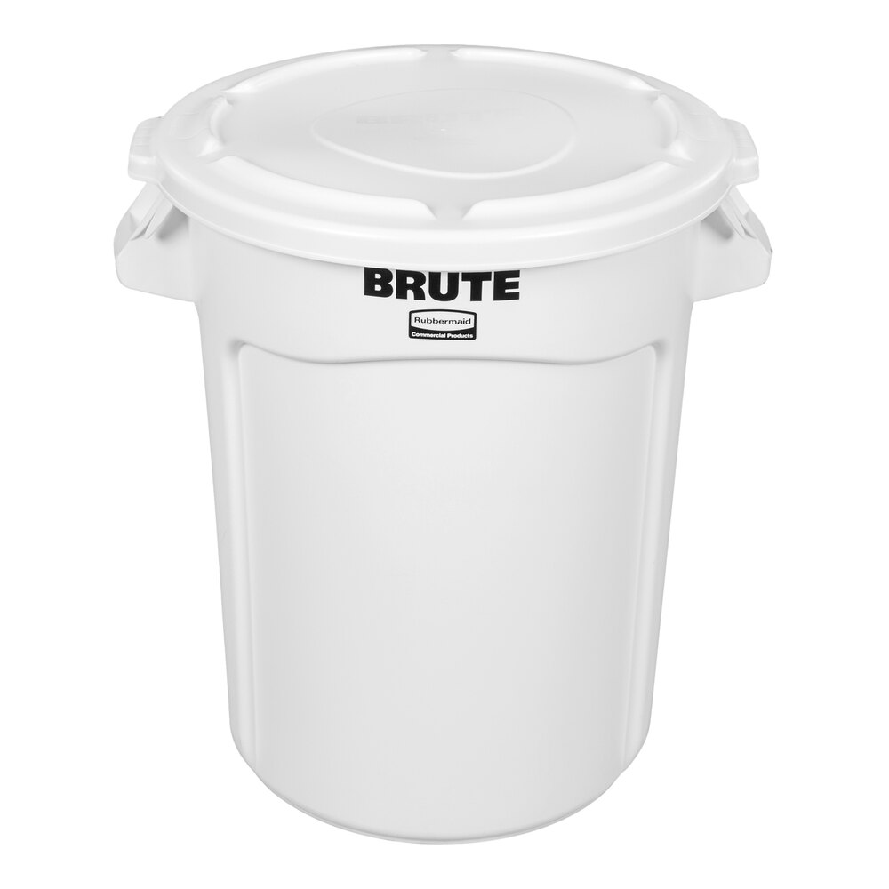 Rubbermaid® BRUTE 32 Gallon White Round Trash Can and Lid