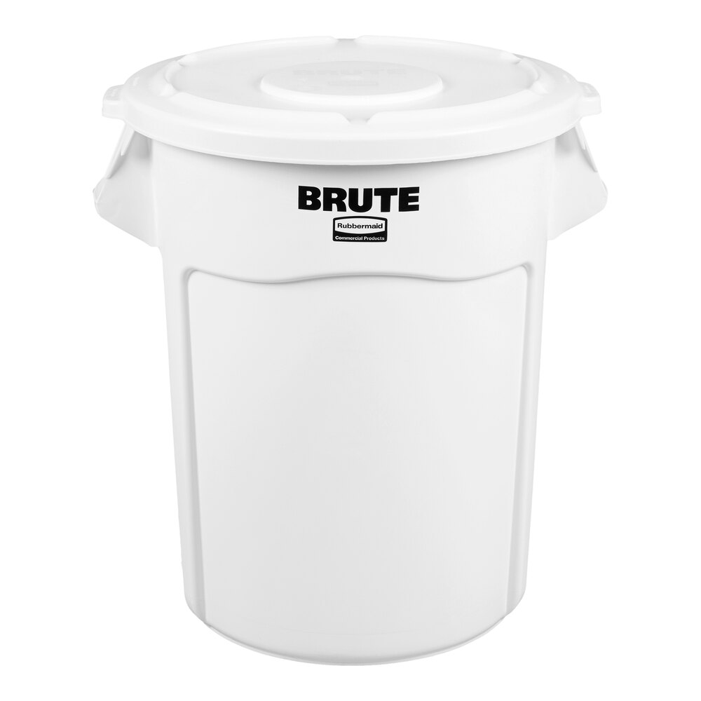 Rubbermaid® BRUTE 55 Gallon White Round Trash Can and Lid