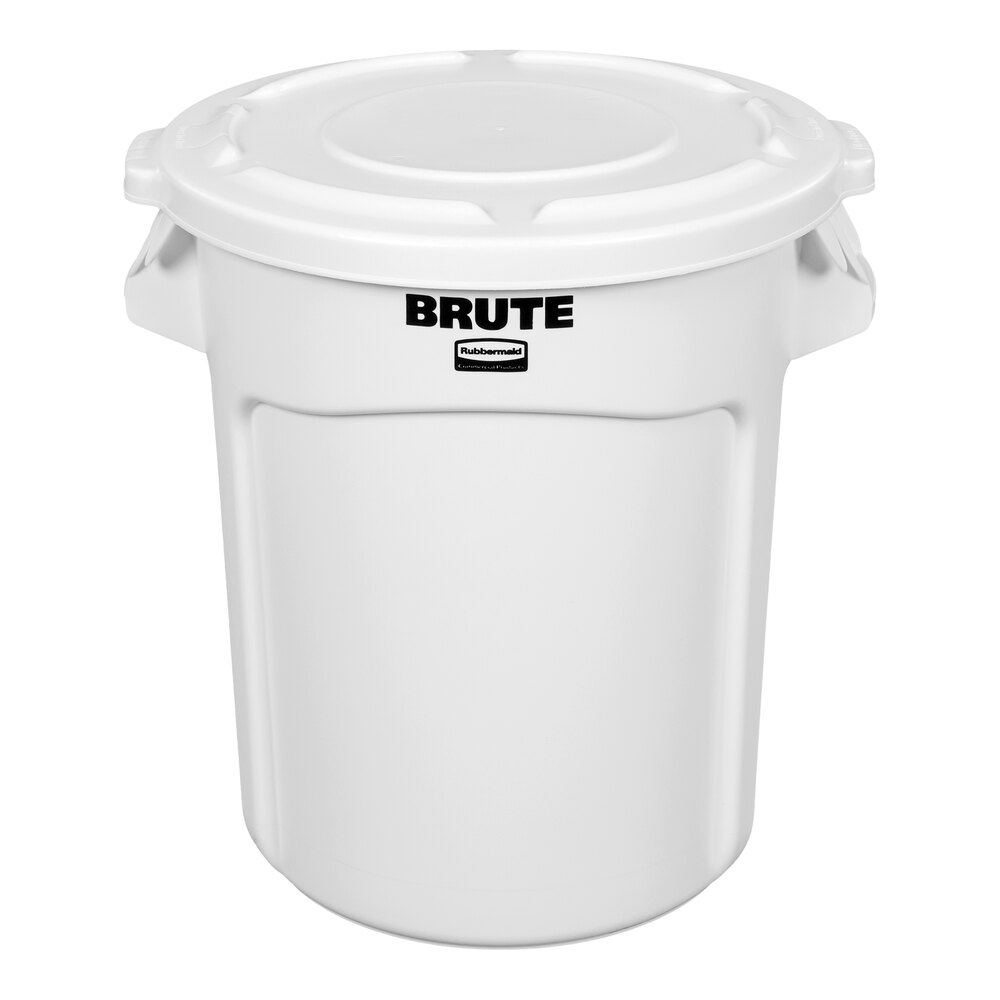 Rubbermaid® BRUTE 20 Gallon White Round Trash Can and Lid