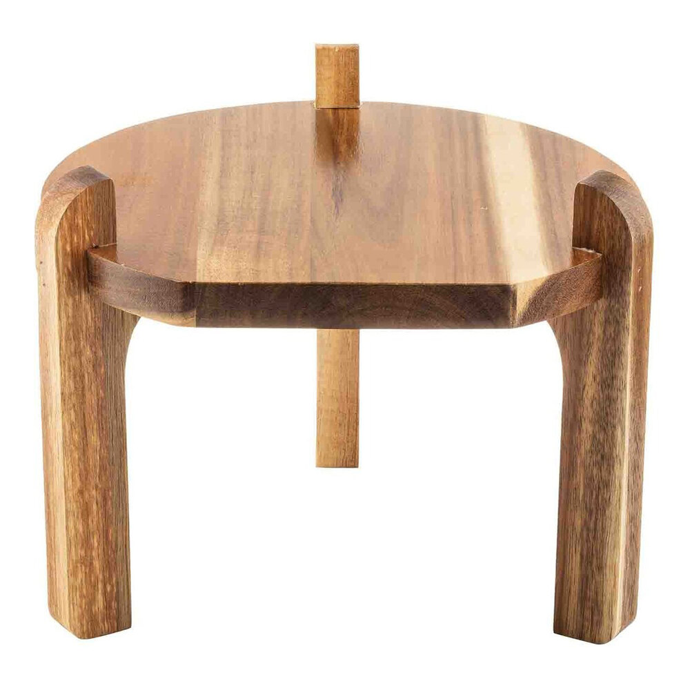 Tablecraft 10" x 10" x 8" Acacia Wood Beverage Dispenser Stand 12654